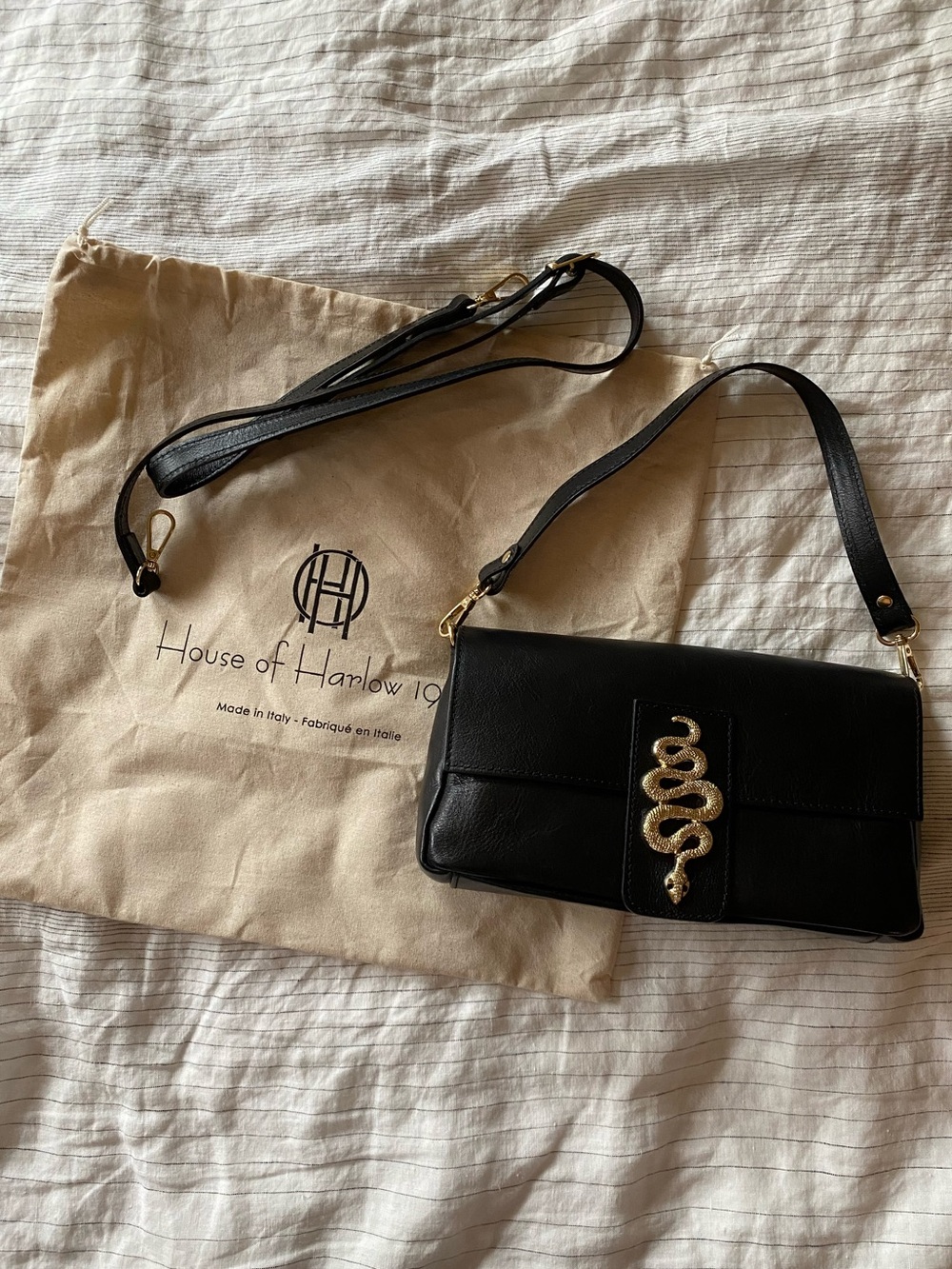 House of Harlow 1960 Leather Snake Bag Black Like New